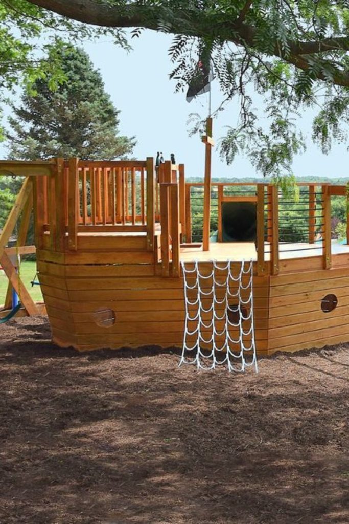 Pirate ship sandbox imaginative kids play deck.