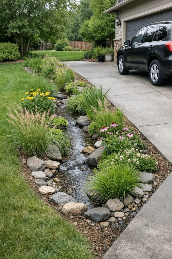 Rain garden natural stormwater plant basin