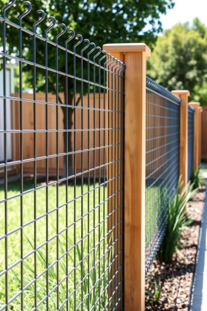 Rebar grid industrial style fence