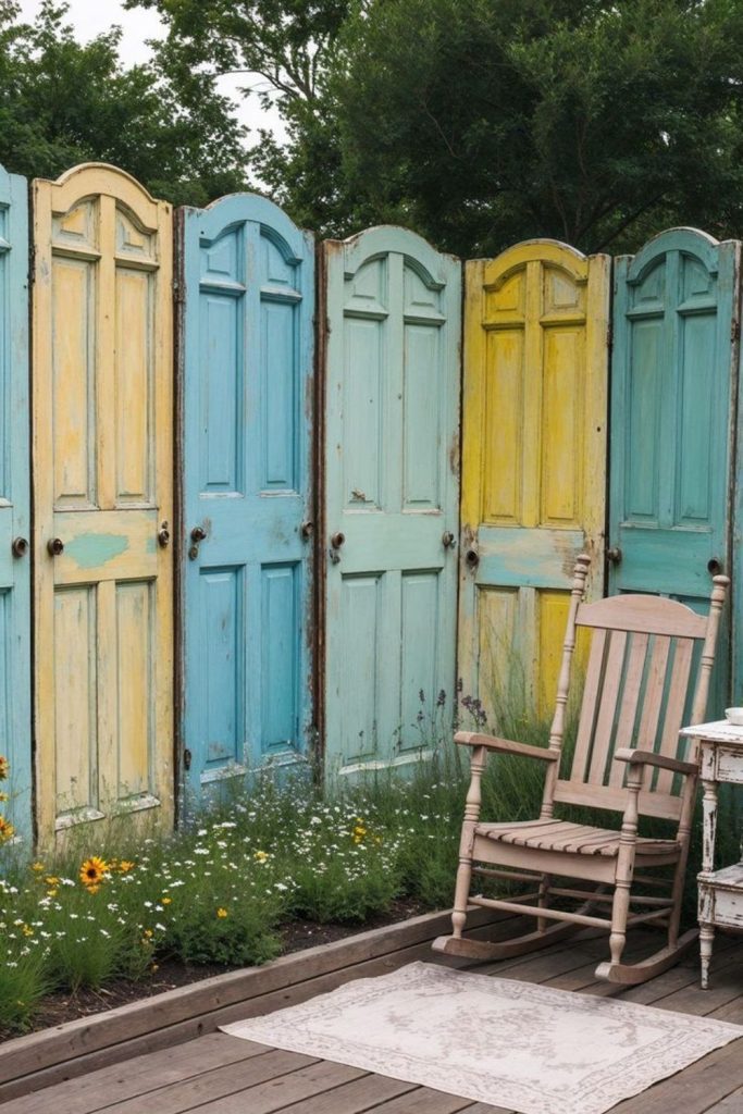Old doors repurposed vintage fence panels