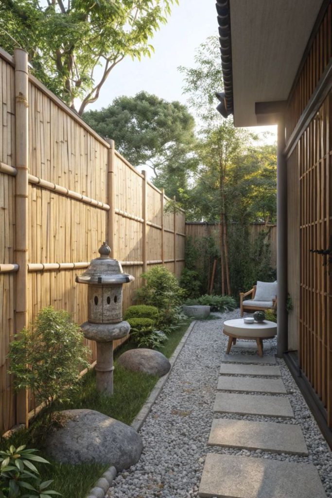 Reed roll zen garden screen