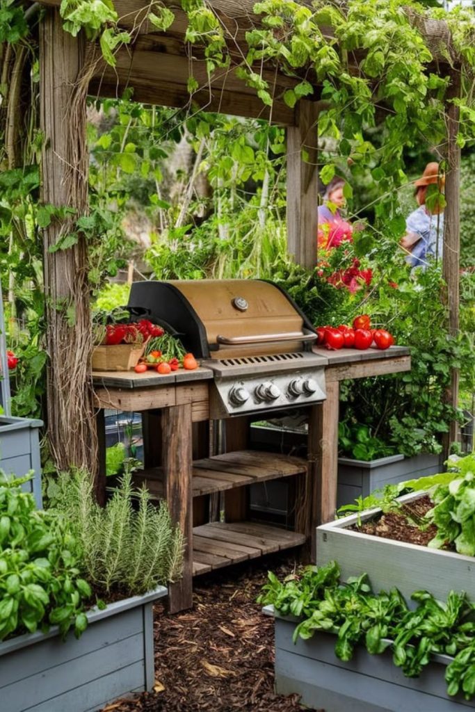 Repurposed cabinet outdoor grill station.