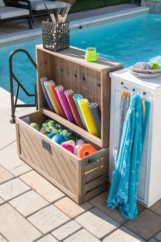 Cooler repurposed as float storage box