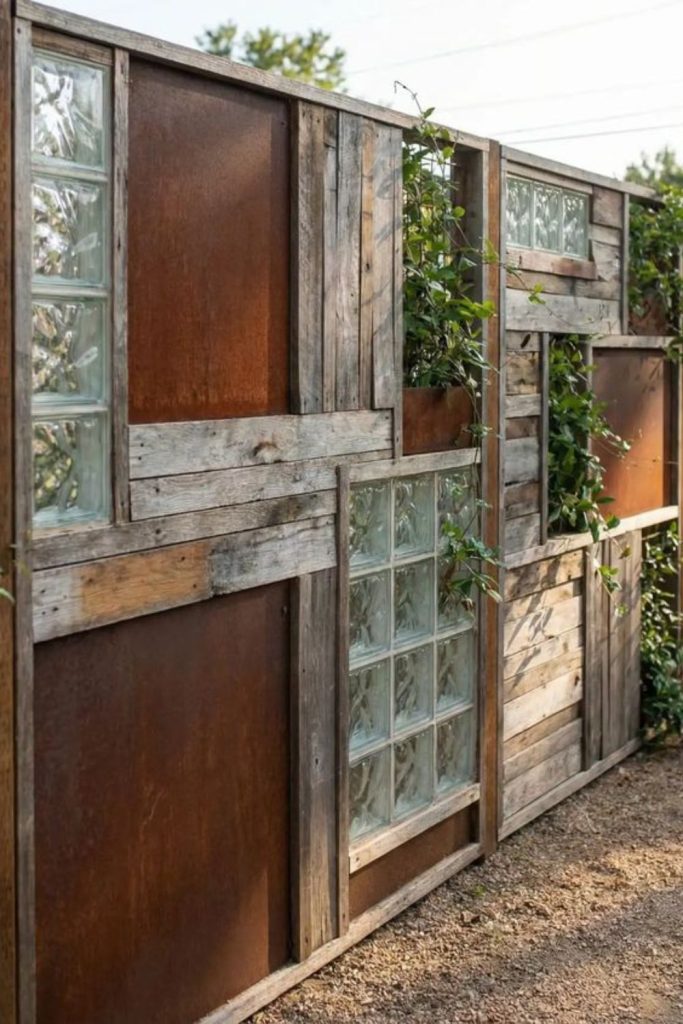 Reused window frame vintage fence concept