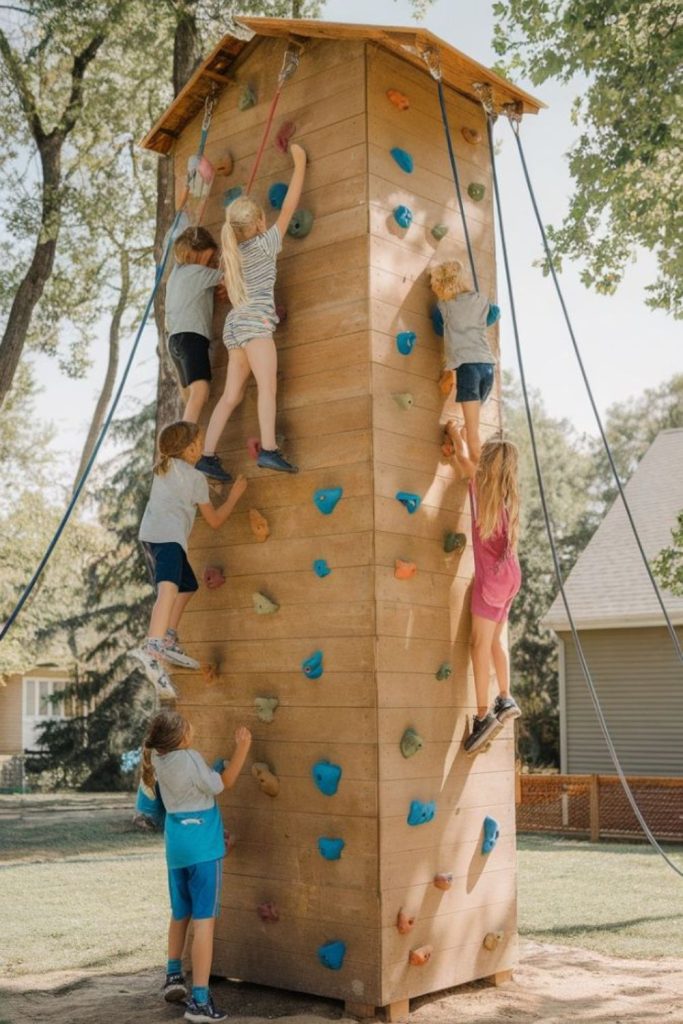 Rock climbing boulder kids outdoor strength area.