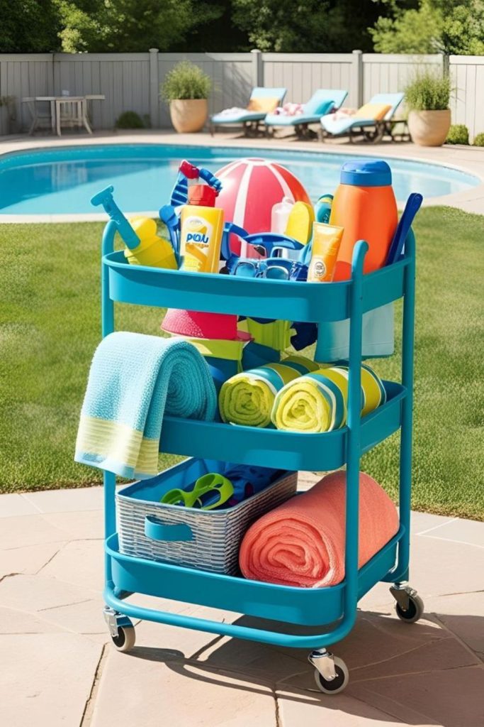 Rolling cart mobile float storage station