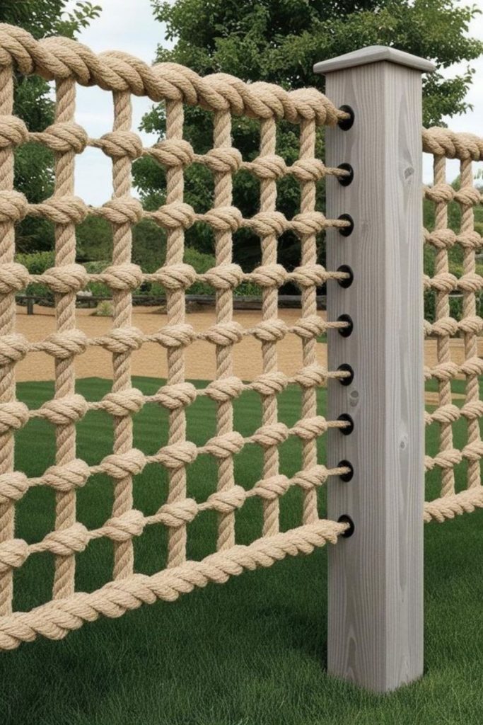 Rope net climbing plant support fence