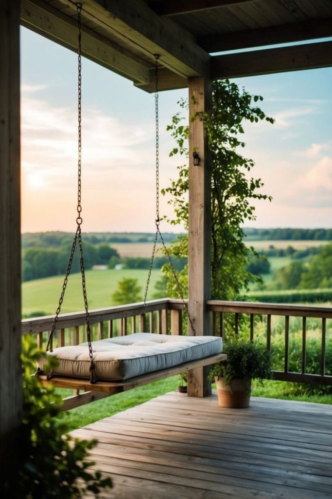 Rustic barn beam heavy wood swing