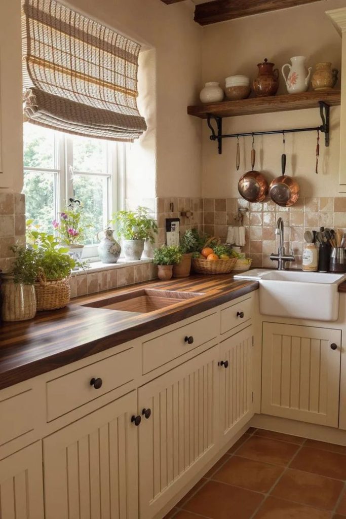 Rustic farmhouse warm wooden kitchen charm