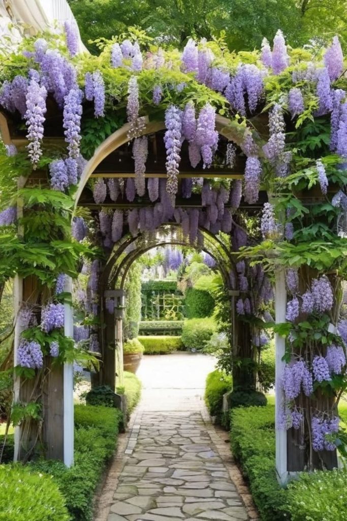 Lavender arch entrance rustic fragrant garden pathway