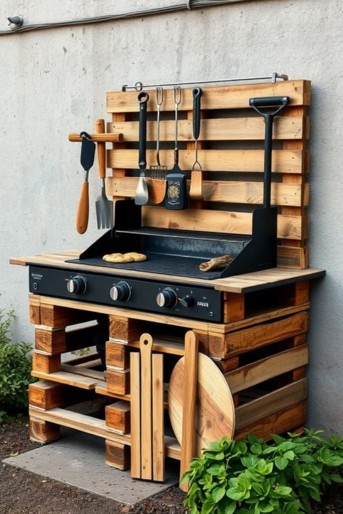 Rustic pallet BBQ setup cozy vibe.
