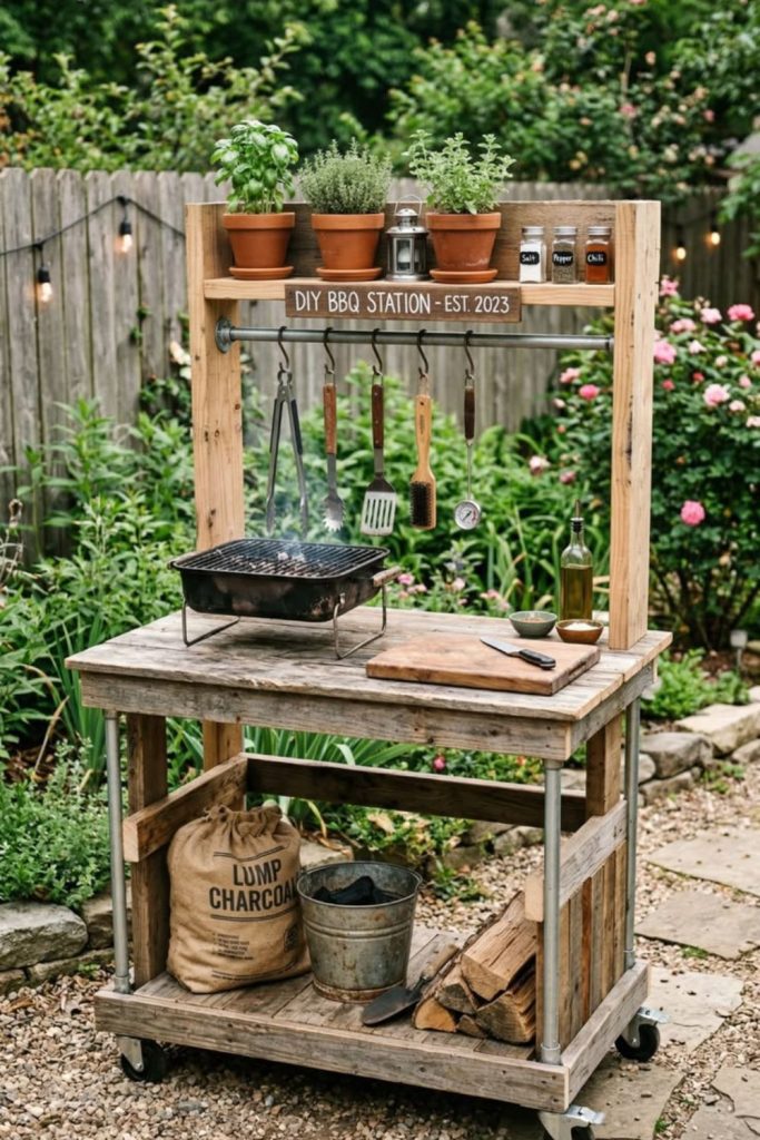 Scrap wood box grill base.