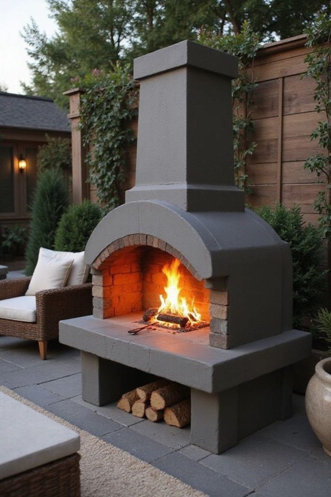 Solid concrete modern fire block