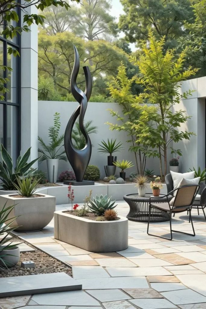 Metal sculpture modern garden design