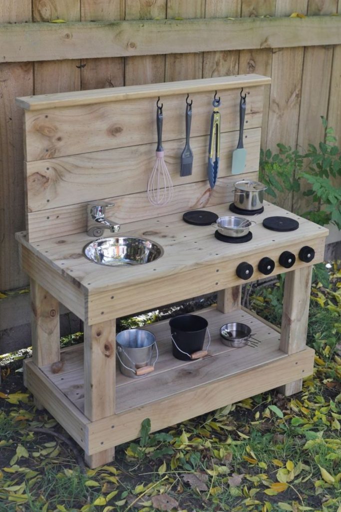 Shaded calm mud kitchen play space