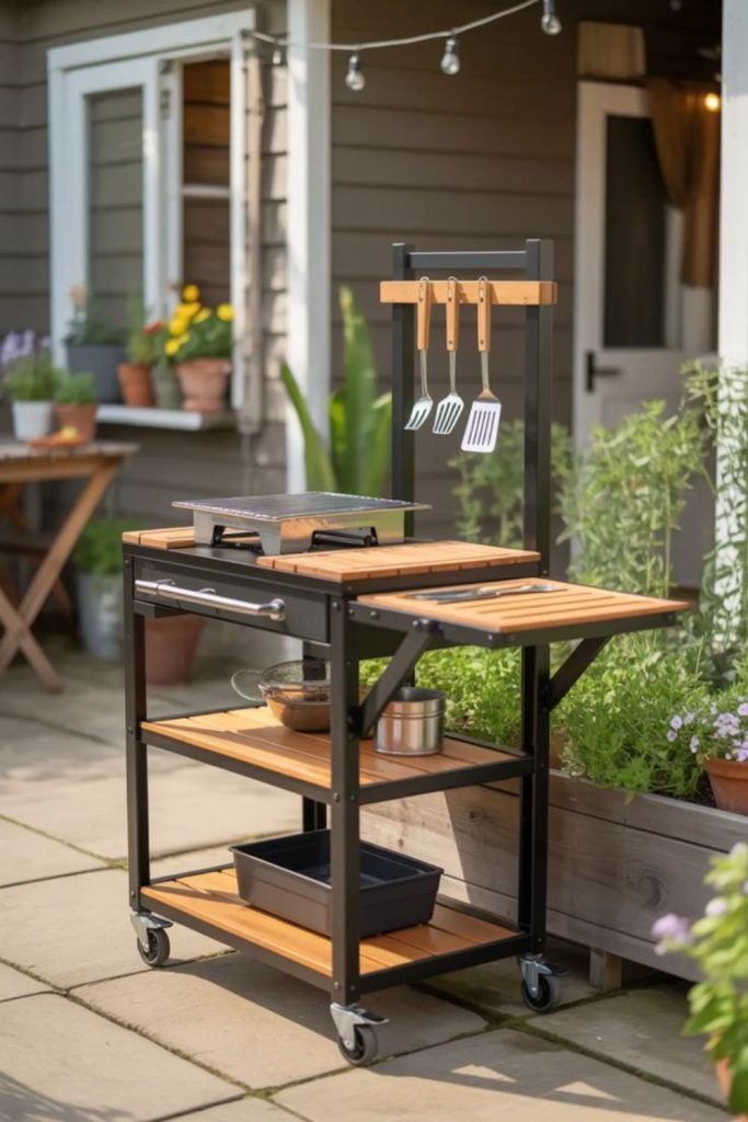 Steel frame minimal grill stand.