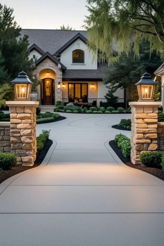 Stone pillar grand entrance landscape