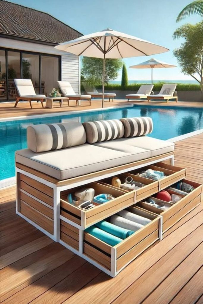 Storage bench hidden float compartment solution
