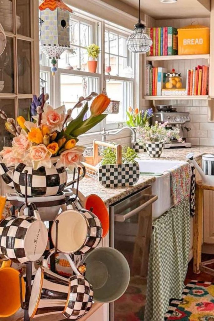 Wonderland tea party kitchen with pastel florals.