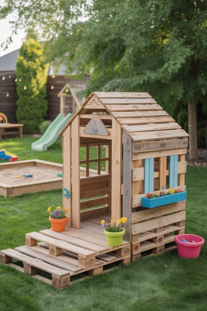 Tiny wooden village backyard pretend play houses kids