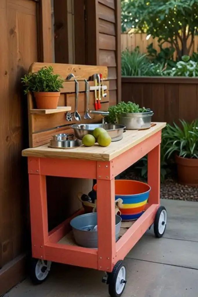 Tire base recycled mud play kitchen