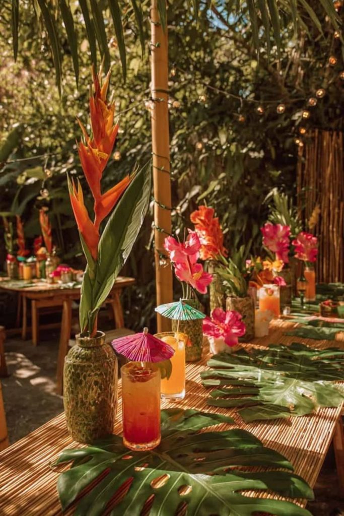 Tropical palm breeze fiesta night