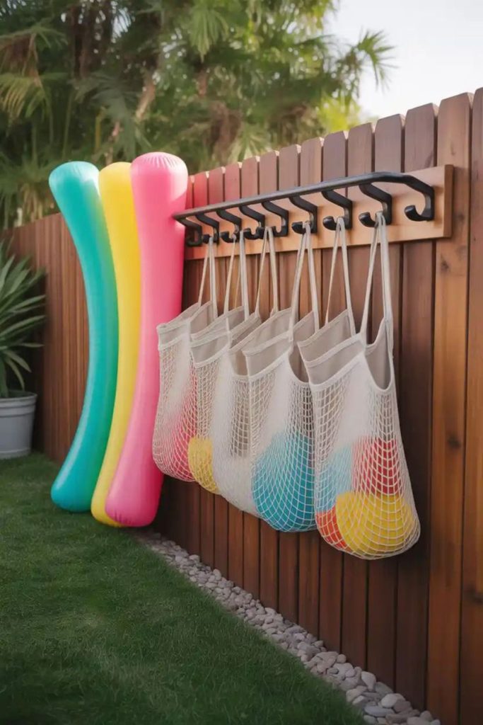 Vertical PVC pipe float organizer rack