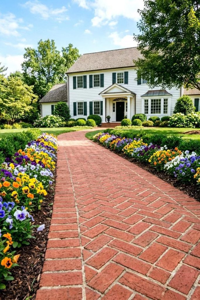 Vintage brick walkway front entrance