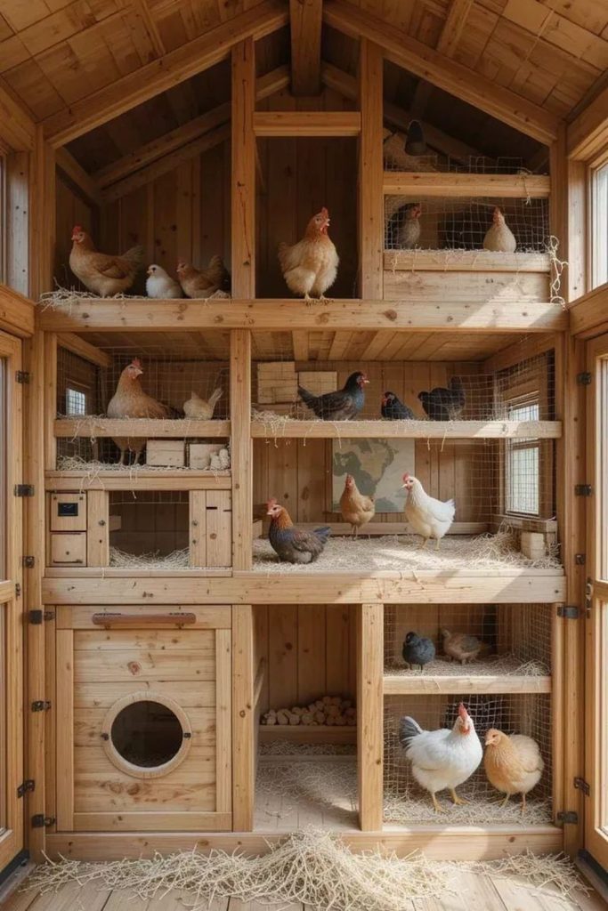 Vintage farmhouse rustic chicken coop interior