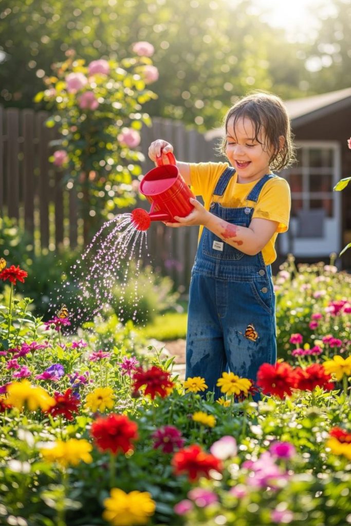 Watering can garden helper toddler learning space