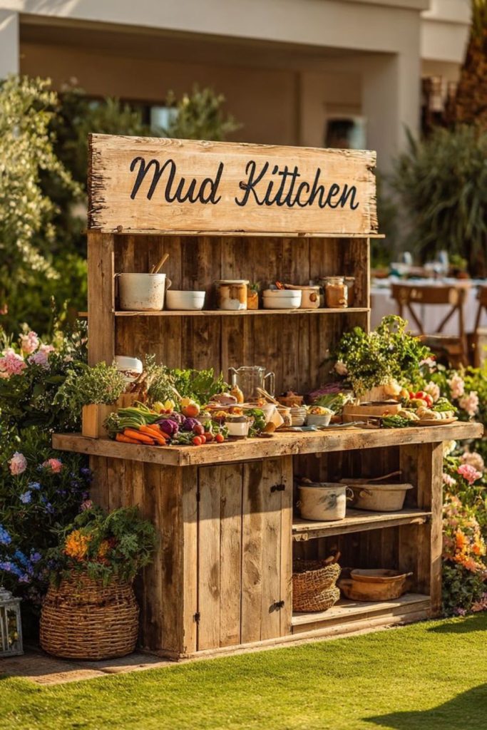 Wheelbarrow mobile backyard mud kitchen