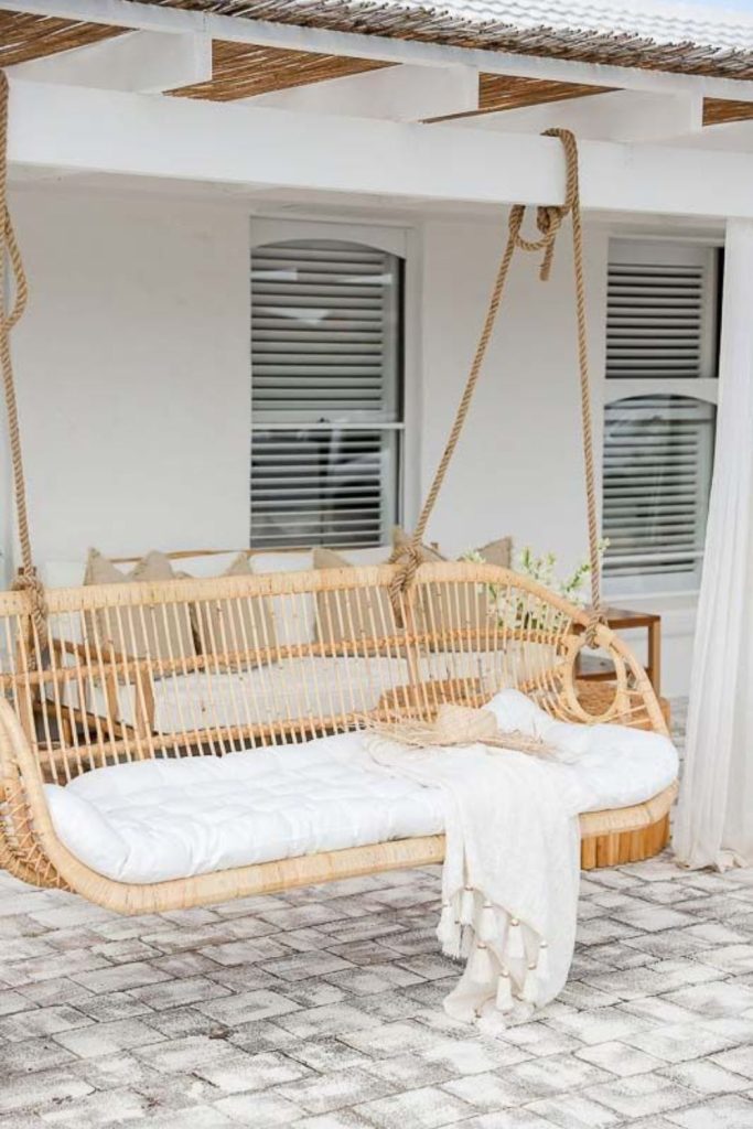 Wicker woven basket style swing chair