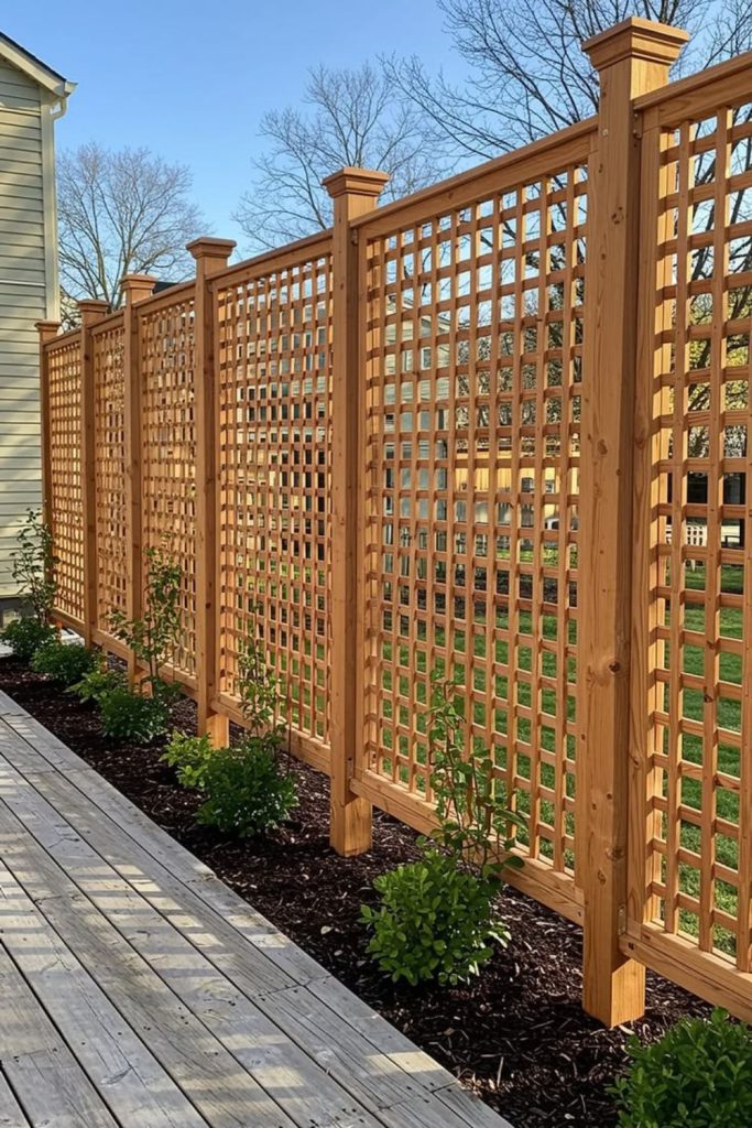 Wooden lattice decorative garden fence screen