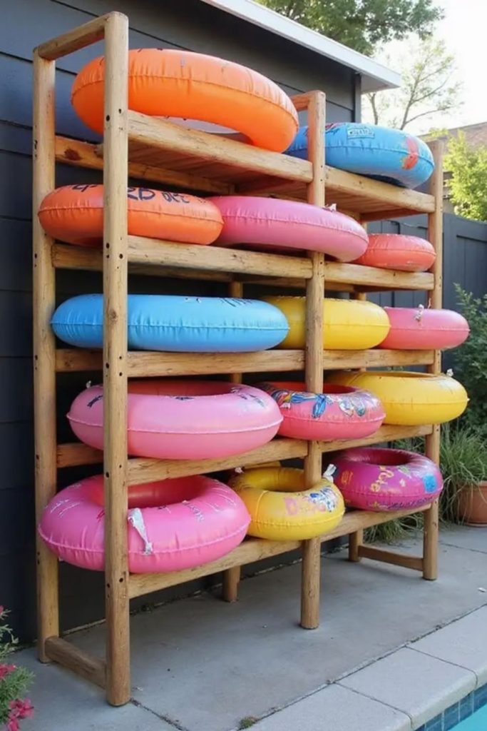 Wooden pallet corral for inflatables