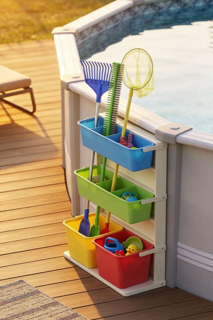Floating gear docking pool storage system