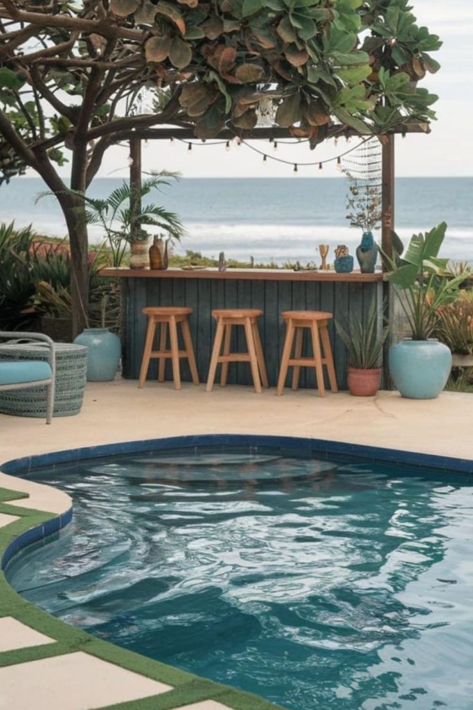 Art deco glam pool terrace