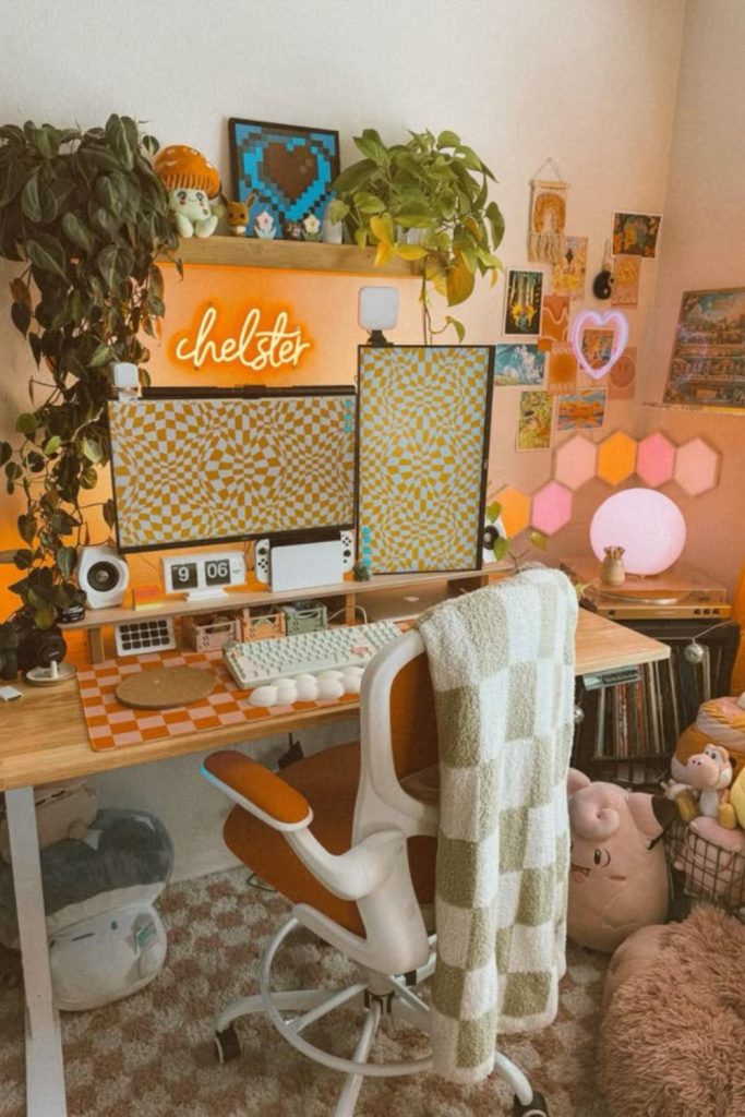 Creative artistic colorful office desk vibe.