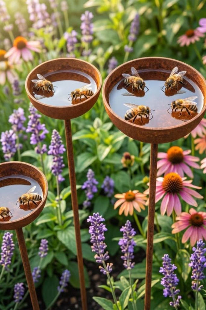 Bamboo style natural bee bath.