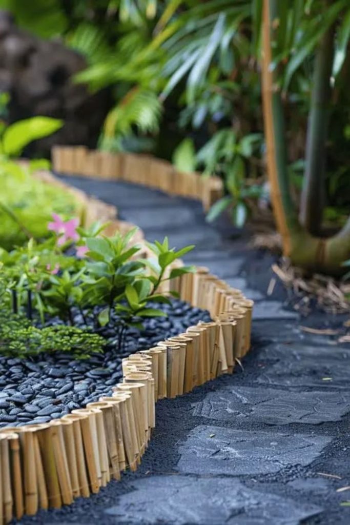 Bamboo stake natural garden border style