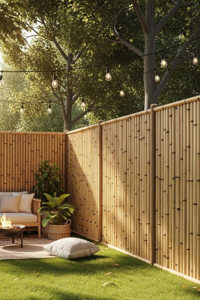 Bamboo zen screen peaceful garden fence