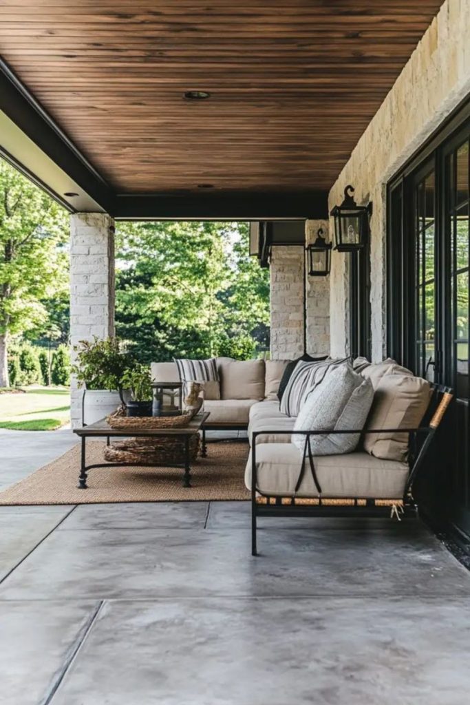 Smooth concrete patio summer vibe.