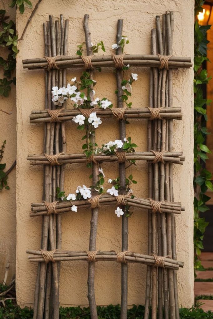 Vintage bed frame garden trellis