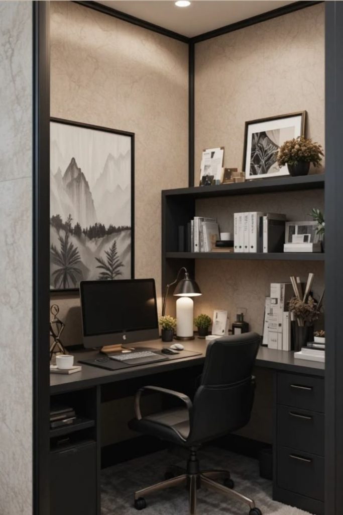 Black glass premium executive desk setup.
