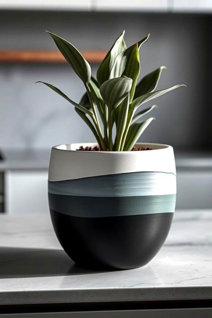 Arctic frost icy blue planter pot