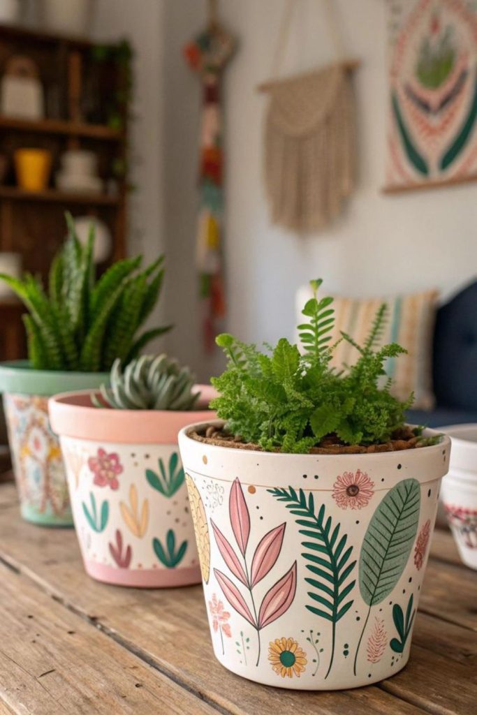 Botanical sketch illustrated plant pot