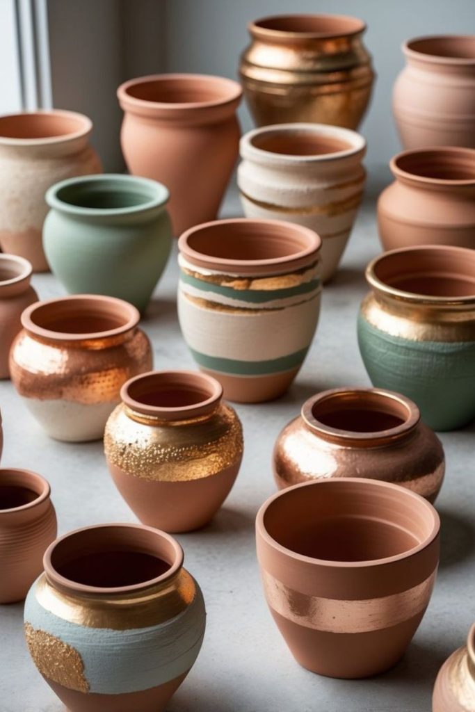 Golden dust luxury painted pot