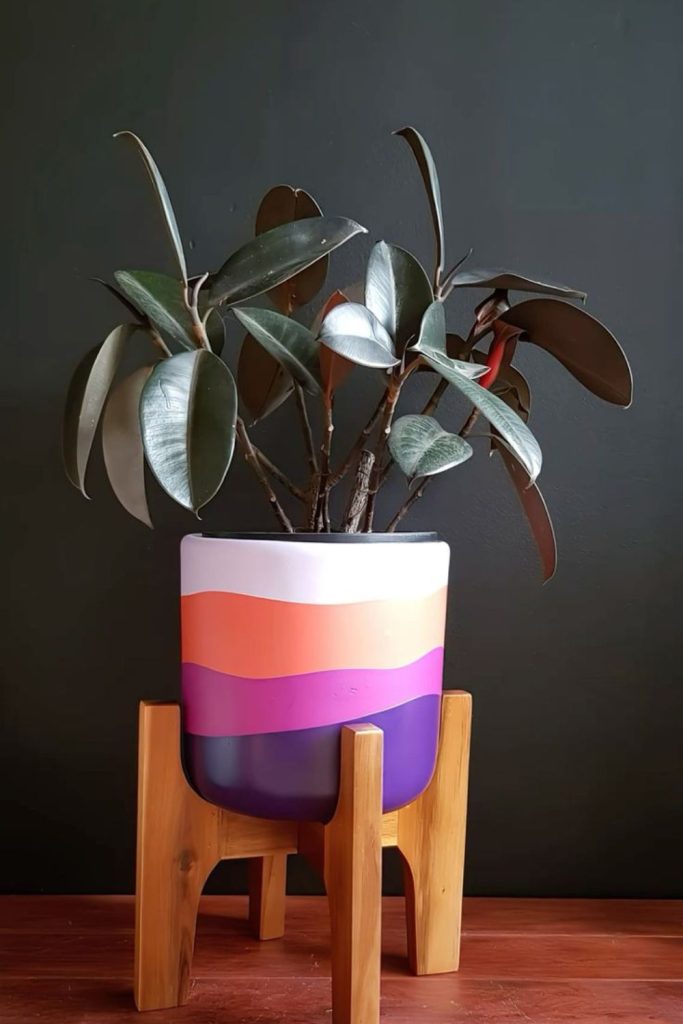 Sahara stripe desert terracotta planter pot