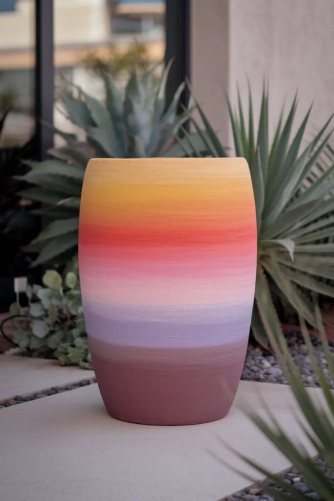 Sunset horizon gradient flower pot