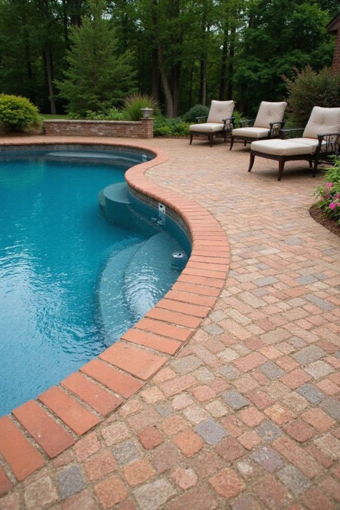 Brick edge budget lounge deck earthy backyard style