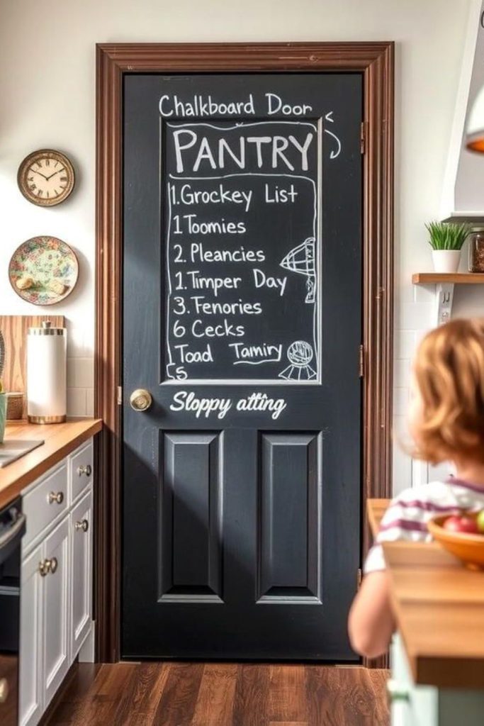 Chalkboard pantry door organizer system